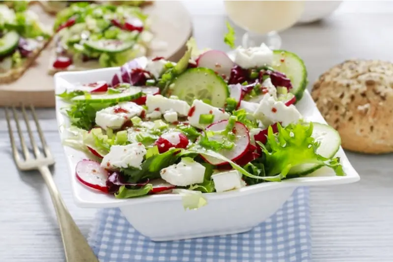 Cheese and radish salad with simple dressing